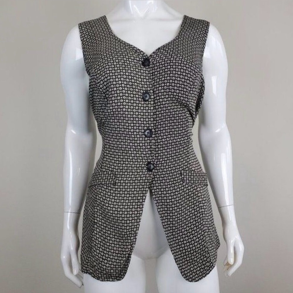 Vintage 90's CTME Black Floral Tank Vest